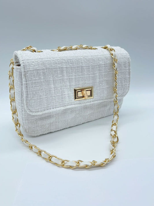 MEA NANI JEWELLERY Bag with stitching and gold detail - white Polyester