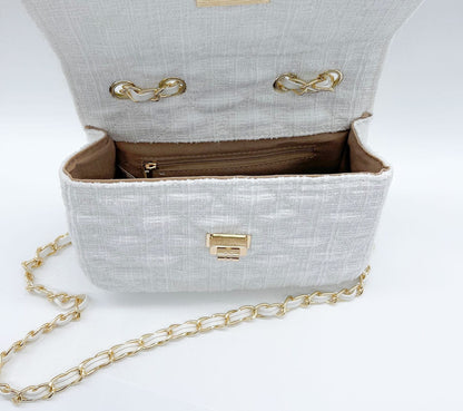 MEA NANI JEWELLERY Bag with stitching and gold detail - white Polyester