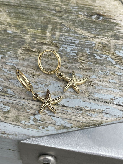 MEA NANI JEWELLERY Øredobber STARFISH GULLBELAGTE ØRERINGER